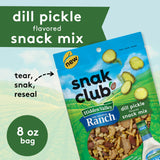 Snak Club Hidden Valley Ranch and Dill Pickle Flavored Snack Mix, Toasted Corn, Roasted Almonds, Peanuts, Salted Cashews, Mini Pretzel Sticks, Rye