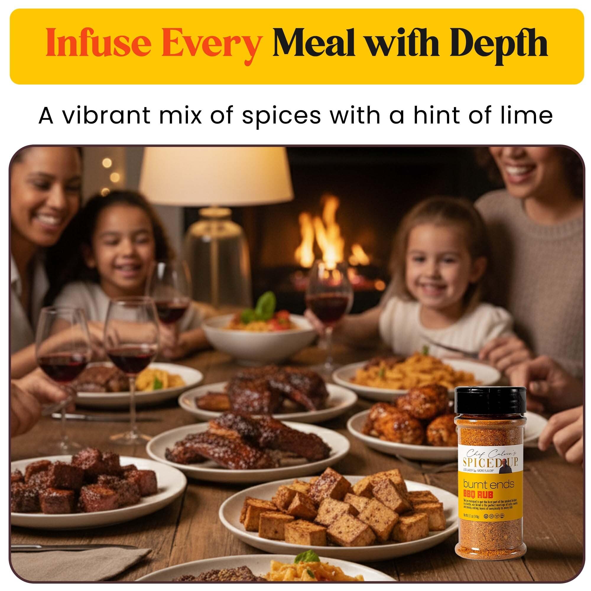 Burnt Ends BBQ Rub Seasoning for Beef, Chicken & Seafood | Bold Smoky Dry Steak Rub for Grilling - Sweet & Savory Brisket, Smoking Spices | Kosher
