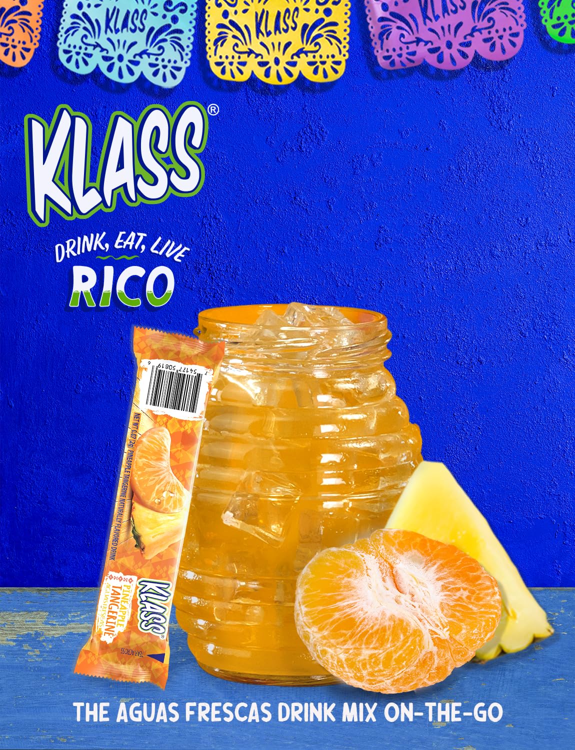 Klass Aguas Frescas, Powdered Drink Mix Variety Pack, 40 Singles Zero Sugar & Caffeine-Free Powder Packets, Water Drink Mix, Flavor: Pineapple