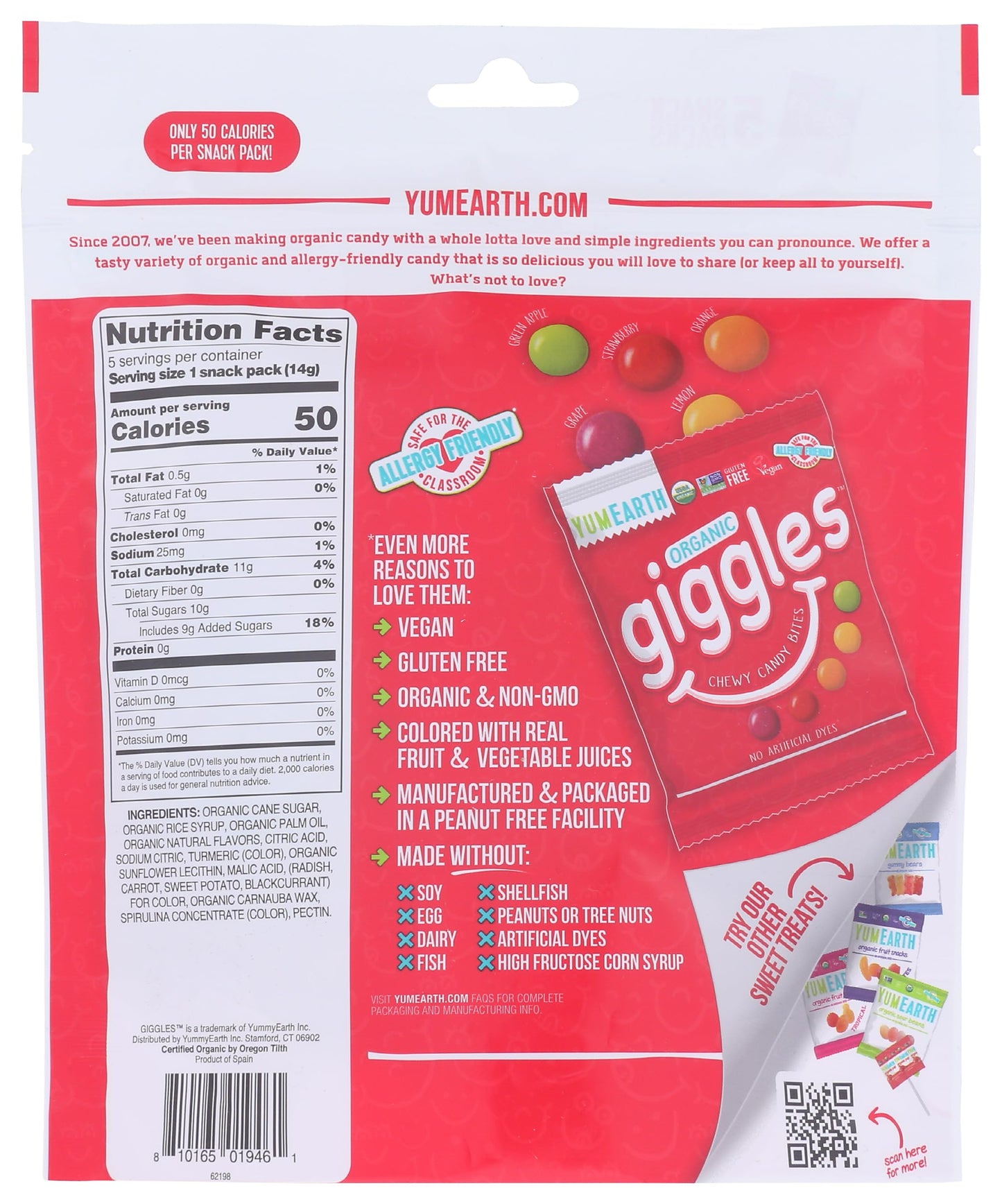 YUMEARTH Organic Giggles, 0.5 Ounce (Pack of 5)