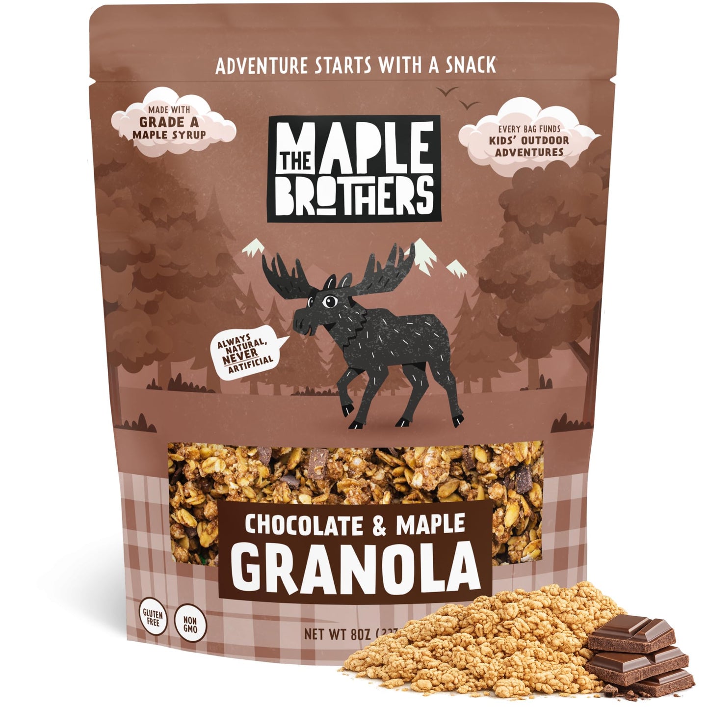 The Maple Brothers Chocolate & Maple Granola - Organic, Vegan, Gluten-Free, Non-GMO, Whole-Grain Oats with Organic Chocolate & Grade A Maple Syrup