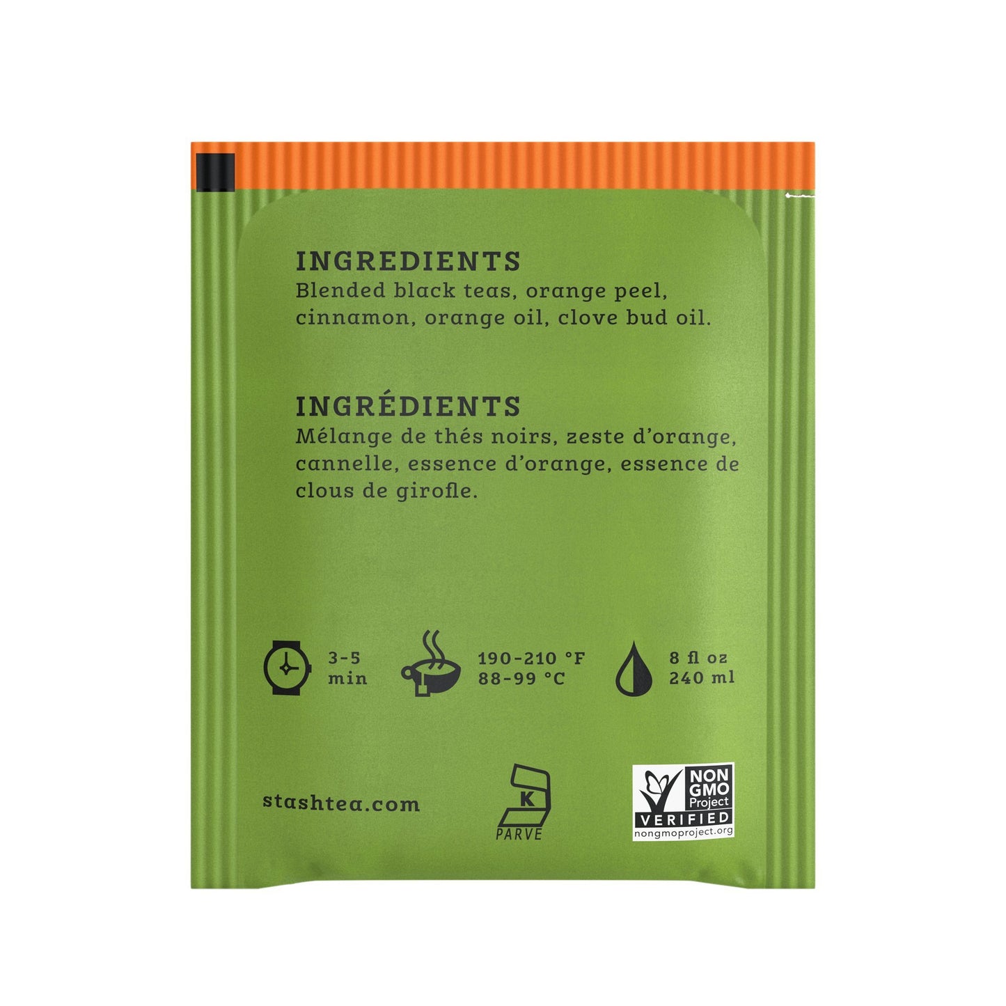 Stash Tea Orange Spice Black Tea - Caffeinated, Non-GMO Project Verified Premium Tea with No Artificial Ingredients, 20 Count (Pack of 6) - 120 Bags