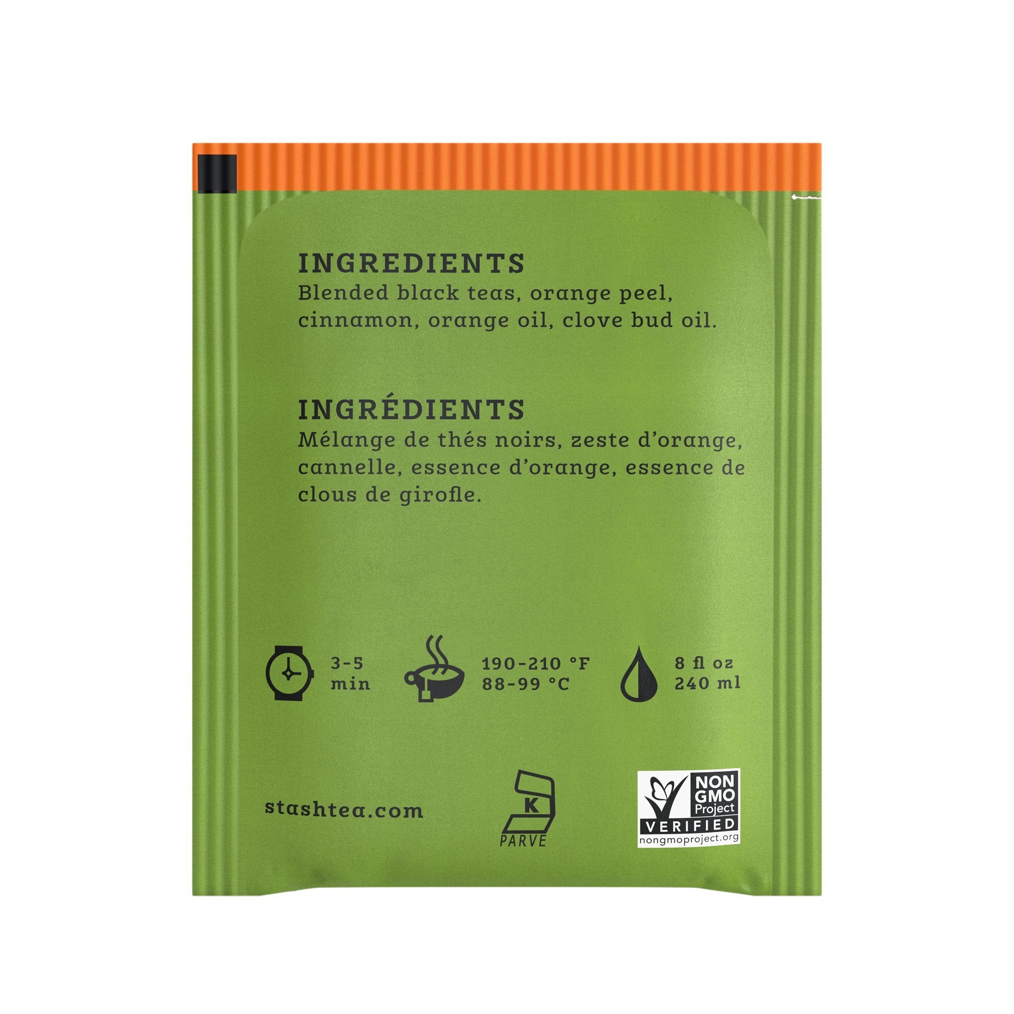 Stash Tea Orange Spice Black Tea - Caffeinated, Non-GMO Project Verified Premium Tea with No Artificial Ingredients, 20 Count (Pack of 6) - 120 Bags