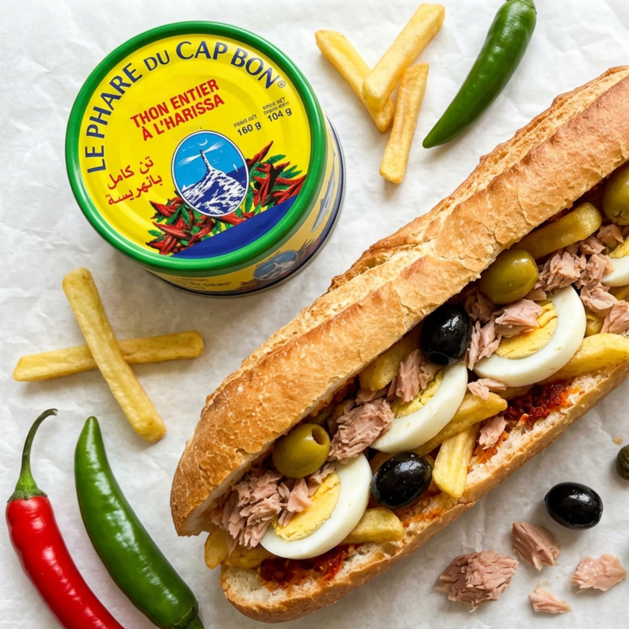 Le Phare du Cap Bon Tuna infused in Harissa paste - Authentic Harissa Berbere spice Sauce, Chili Pepper Paste & Seasoning, Spicy Red Pepper Condiment