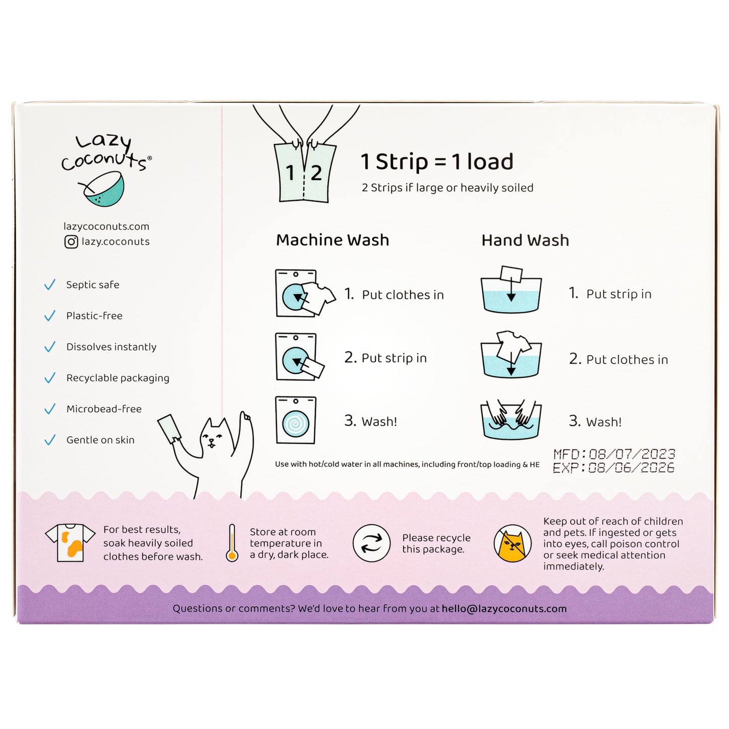 LAZY COCONUTS Eco Friendly, Plant Powered Laundry Detergent Strips - 100 Loads - Fragrance Free, Unscented, Ultra Concentrated, Earth Friendly No