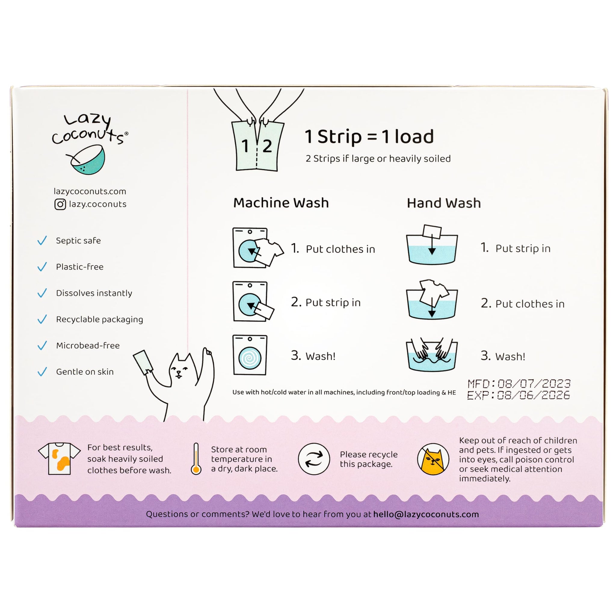 LAZY COCONUTS Eco Friendly, Plant Powered Laundry Detergent Strips - 100 Loads - Fragrance Free, Unscented, Ultra Concentrated, Earth Friendly No