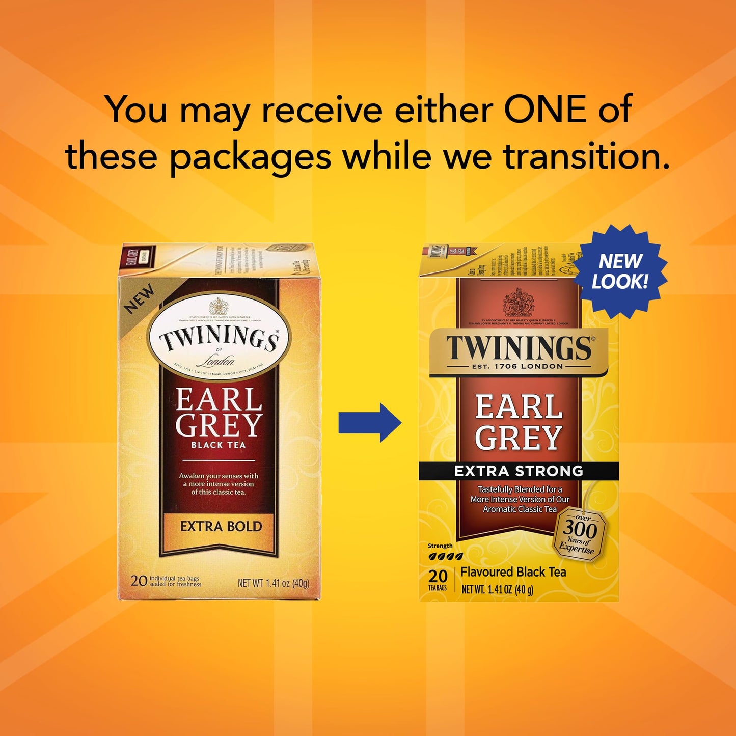 Twinings Earl Grey Tea Extra Strong 2-Pack - A Bright and Zesty Black Tea Infused with Citrus Bergamot Flavours, Caffeinated Tea Bags, Individually