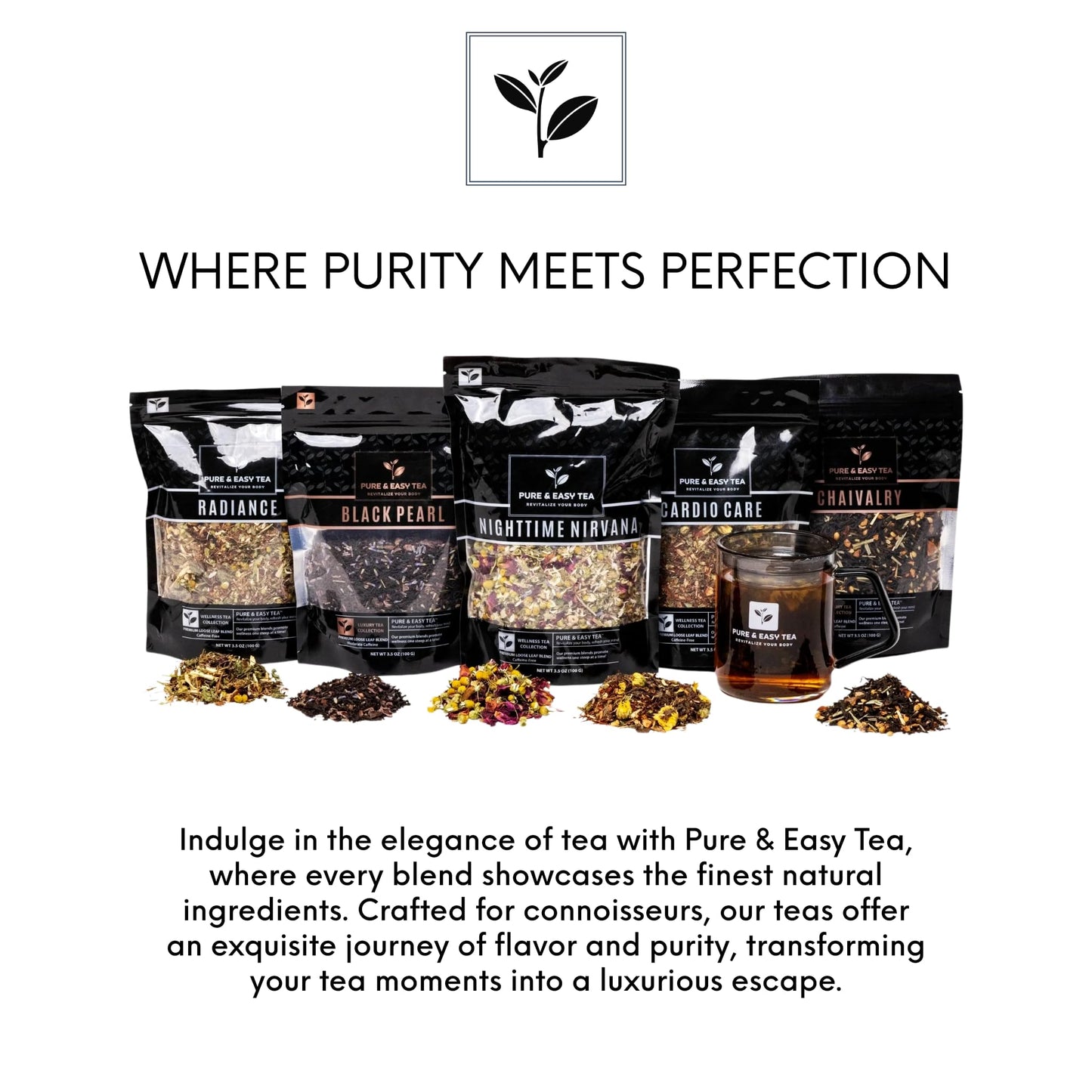 Pure And Easy Tea, Cardio Care, Herbal Heart & Circulatory Support Tea, Caffeine-Free Multi-Botanical Wellness Blend (100g)