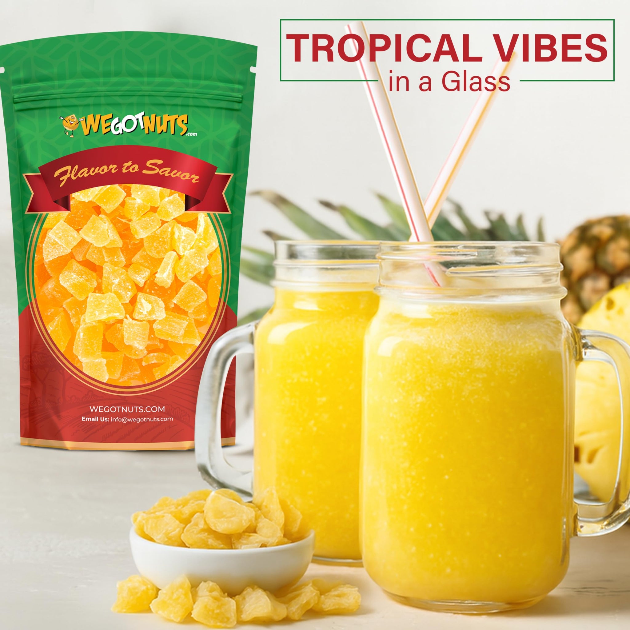 We Got Nuts Dried Pineapple Chunks | Freshly Packed Pineapple In A Perfectly Sealed Bag | Healthy Snack Full Of Vitamins, Minerals, Antioxidants