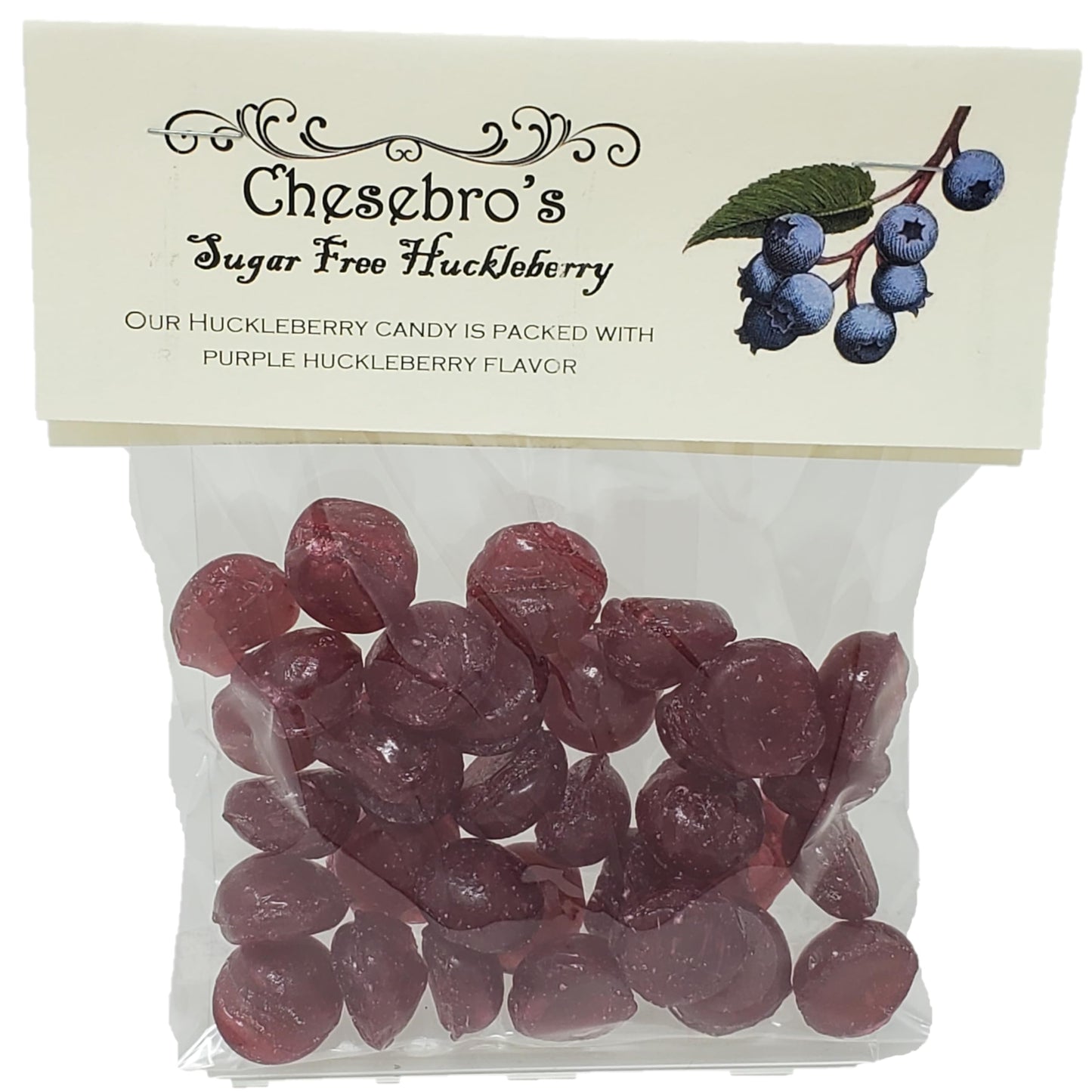 Sugar Free Huckleberry Kettle-Cooked Hard Candy Drops, 3 Pack of 4.0 oz.