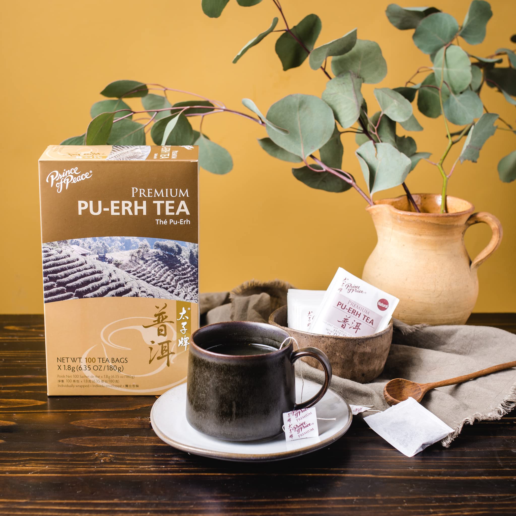 Prince of Peace Premium Pu-Erh Tea, 2 Pack - 100 Tea Bags Each - Fully-Fermented Tea - Antioxidant Tea
