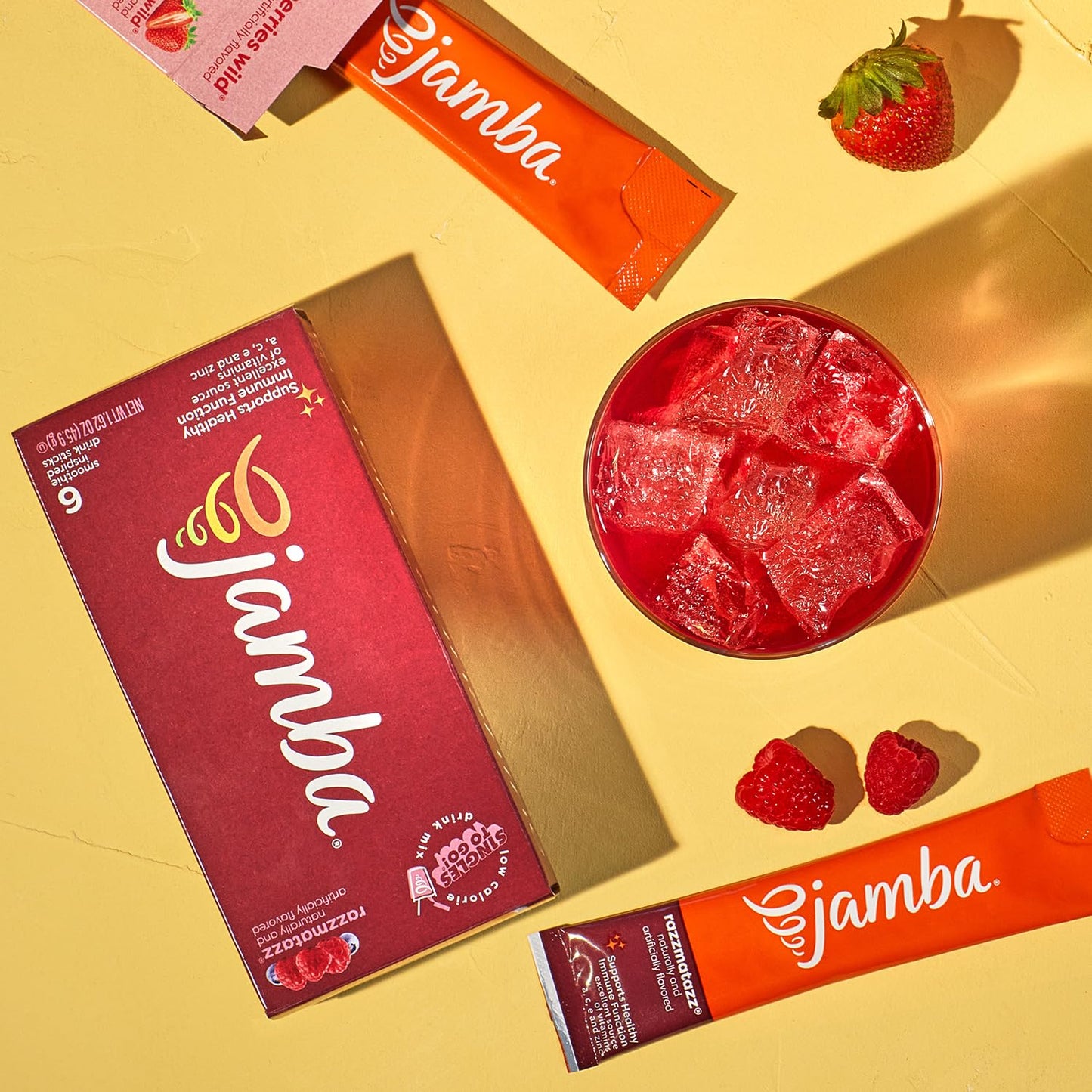 Jamba Singles To Go! razzmatazz smoothie-inspired powdered drink mix packets, 6-Count, aspartame free, just add water
