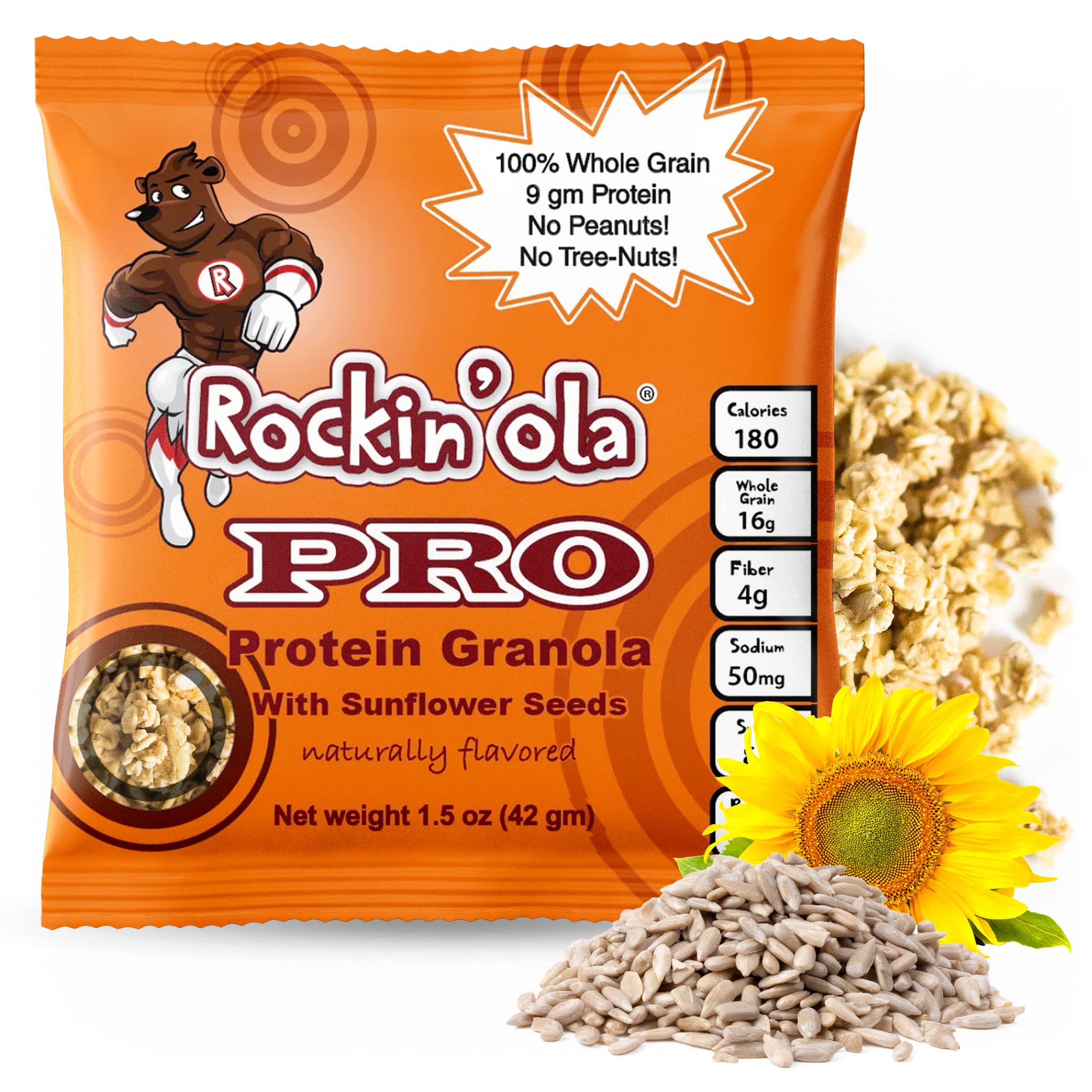 Rockin'Ola Protein Granola Clusters, Quick Breakfast Snack, Allergen Free, No Artificial Flavors, Colors or Preservatives, On-The-Go Healthy Snack