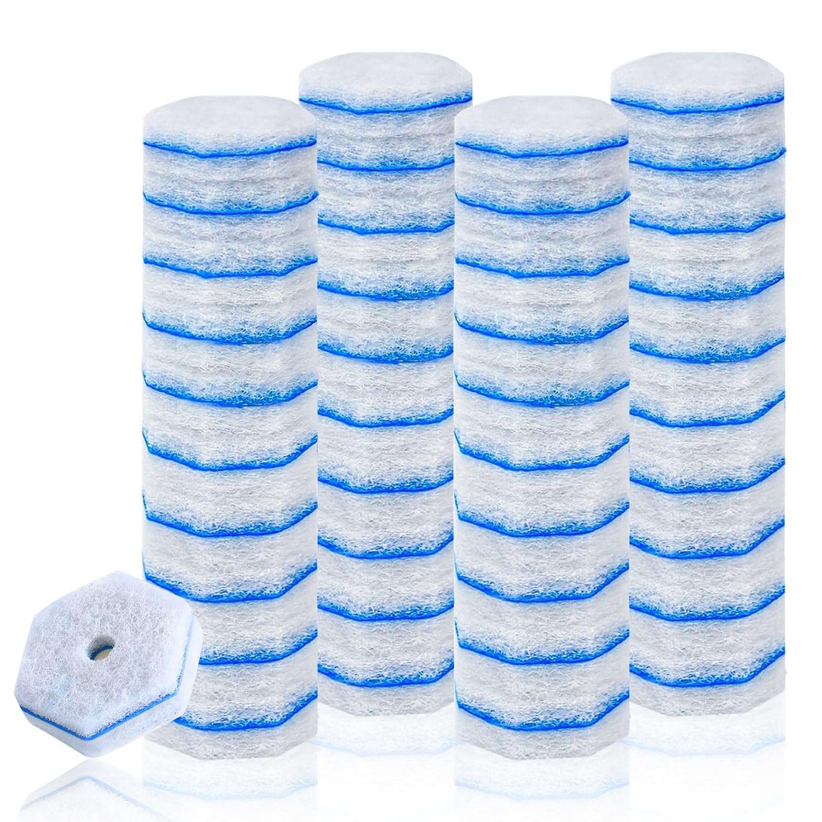 40 Count Disposable Toilet Brush Refills - Compatible with Most Toilet Brushes, Easy Cleaning Toilet Bowl Sponge Wand Heads