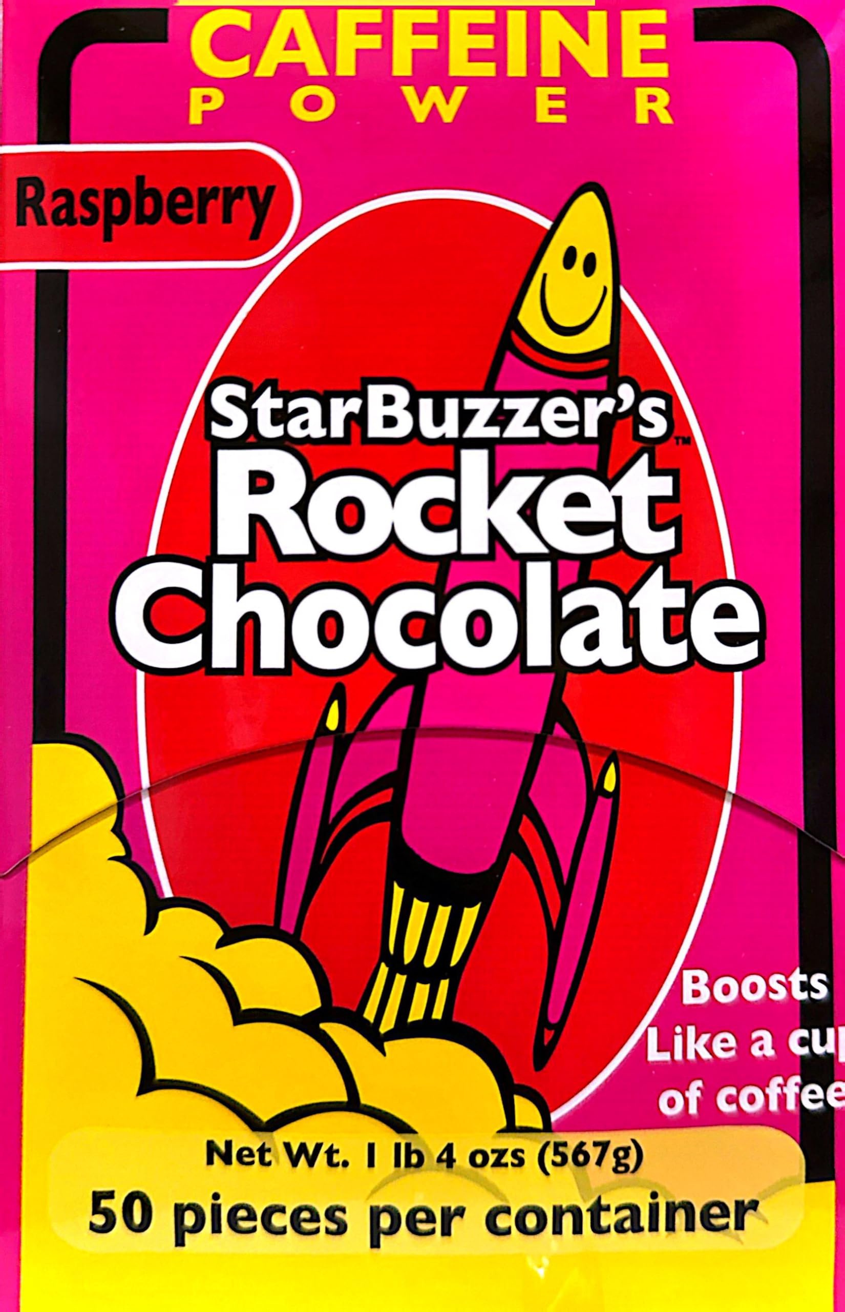 Rocket Chocolate Milk Chocolate Raspberry Flavored Caffeinated Chocolate Truffles, 50 count, Mini