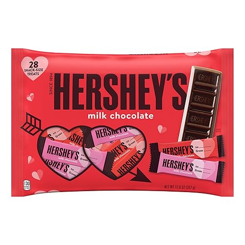 HERSHEY'S Milk Chocolate Snack Size, Valentine's Day Candy Bag, 12.6 oz (28 Pieces)