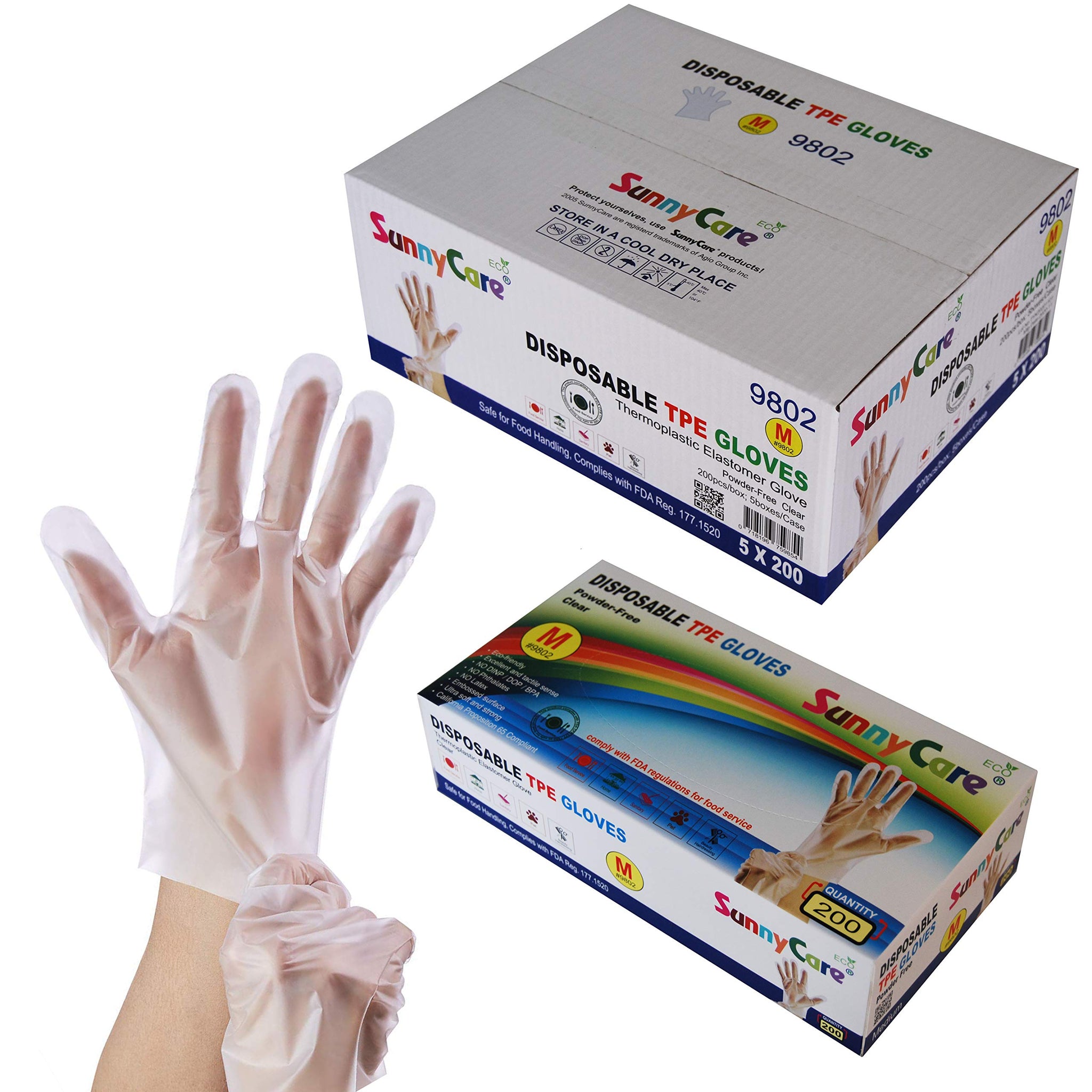 SunnyCare 1000 PCS TPE Food Service Gloves, Powder Free (Non Vinyl Latex) Medium