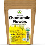 Chamomile Tea 1LB (16Oz) 100% CERTIFIED Organic (USDA seal) Chamomile Flowers Herbal Tea (Matricaria Chamomilla) in 1 lb Bulk BPA-free Resealable Bags
