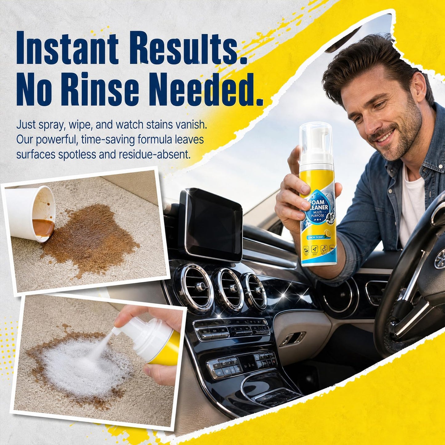 increnobl Zanvori Foam Cleaner All Purpose, 4-In-1 Multi-Enzyme Foam Cleaner, All Purpose Multi Purpose Foam Cleaner Spray For Car Interior, 5oz