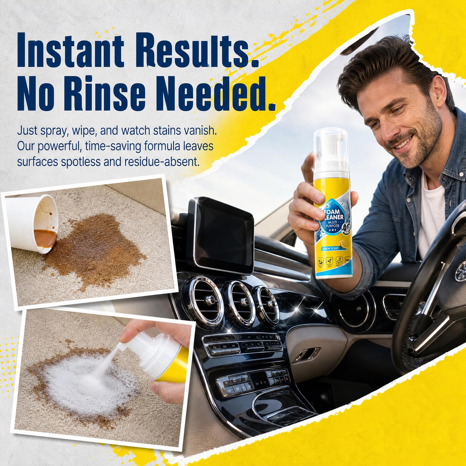 increnobl Zanvori Foam Cleaner All Purpose, 4-In-1 Multi-Enzyme Foam Cleaner, All Purpose Multi Purpose Foam Cleaner Spray For Car Interior, 5oz
