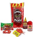 Chamoy Pickle Kit 4 Items - Deluxe Chamoy Pickle Set with Ricos Pickle, Lucas Skwinkles Salsagheti Mexican Candy Strings, Chamoy Powder & Sauce, Lucas
