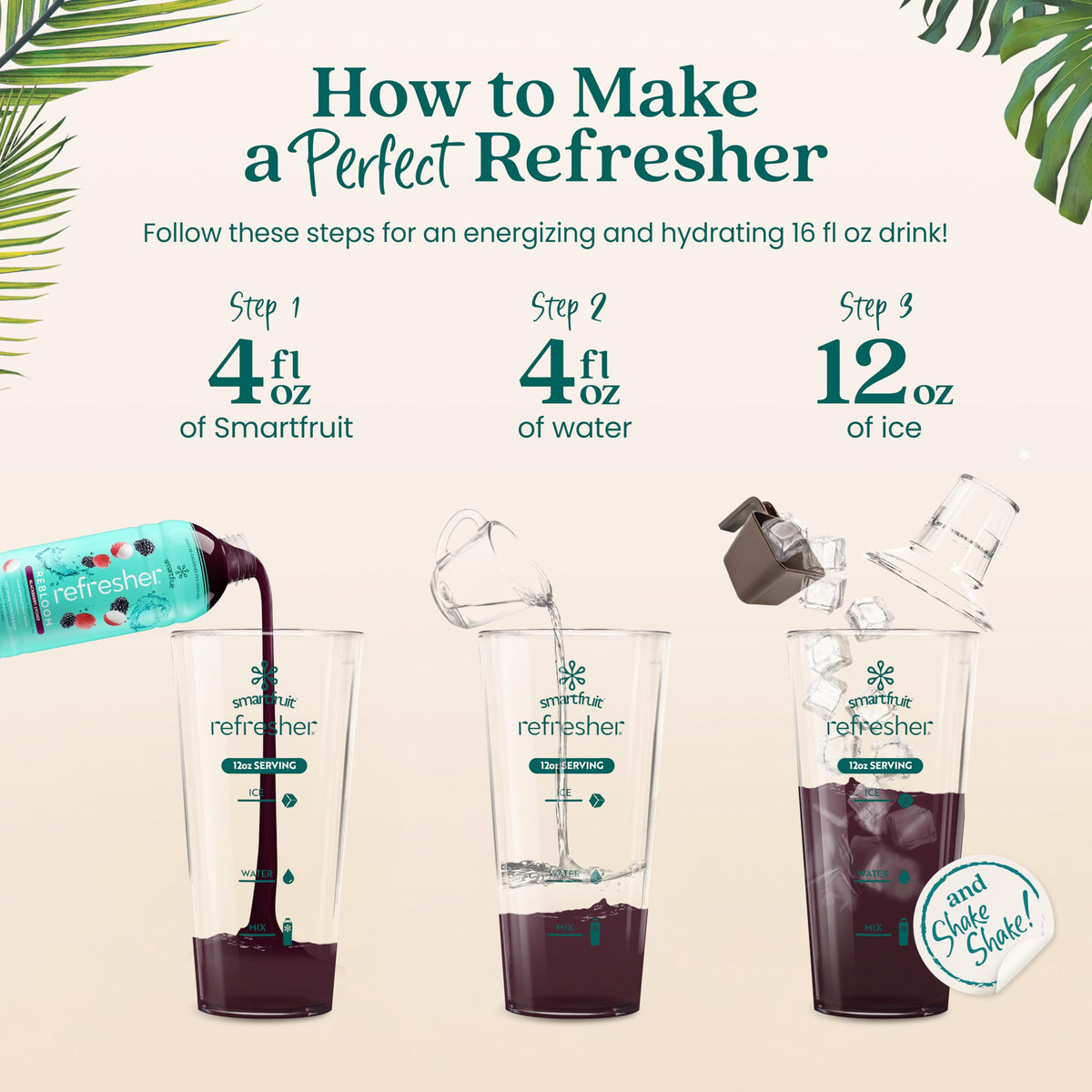Smartfruit Rebloom Refresher Concentrate - Blackberry Lychee - Made with Real Fruit Juice, Just Add Ice and Water, No Added Sugar, Coconut Water