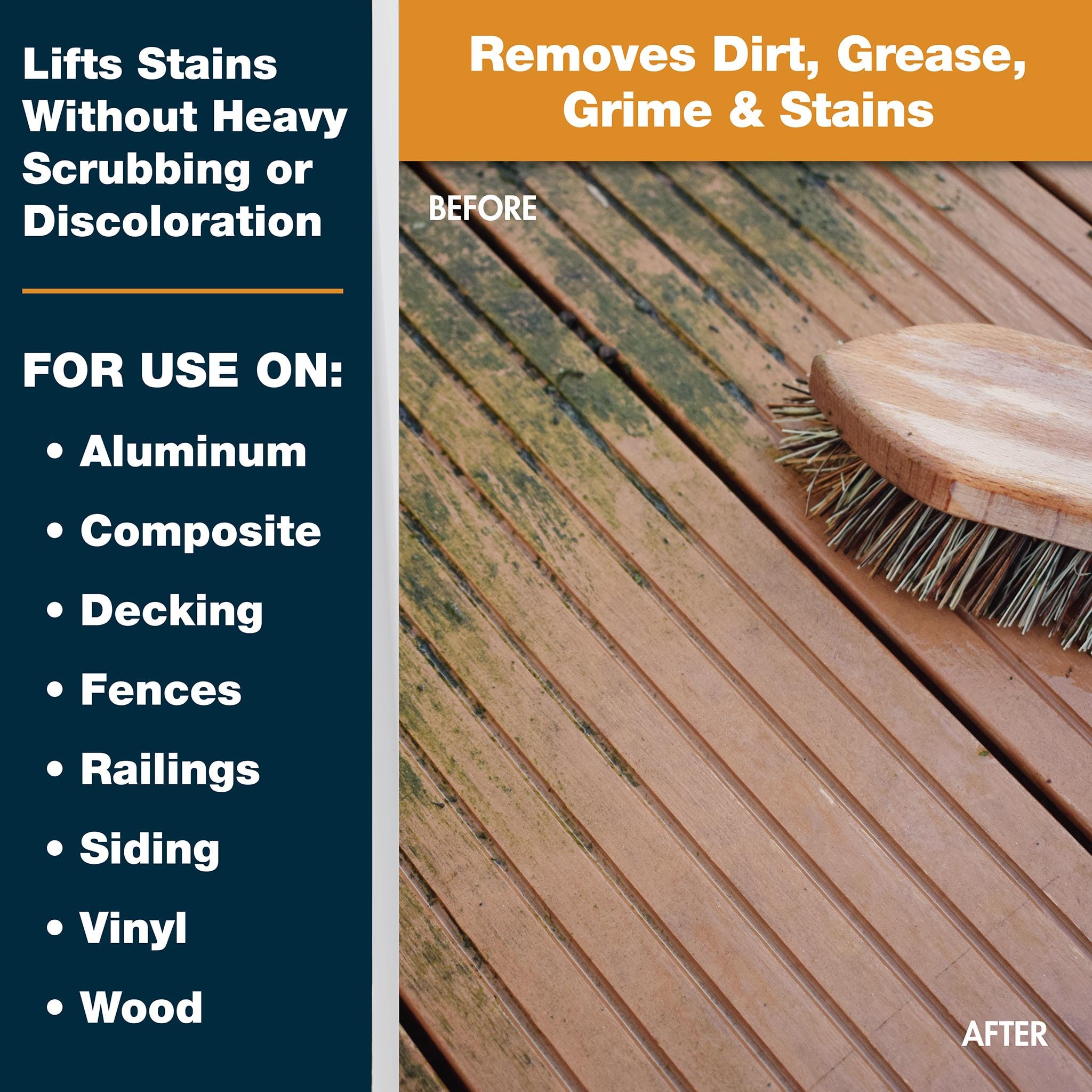 STAR BRITE Composite Deck Cleaner (1 GALLON) - Concentrated Formula - Effortlessly Removes Dirt, Grease & Stains - Ideal for Wood & Composite Surfaces