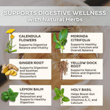 Trust Your Gut Organic Herbal Tea Blend - Lemon Balm, Holy Basil, Dandelion & Ginger Root - Supports Healthy Digestion & Gut Balance - Poha Berry, 30
