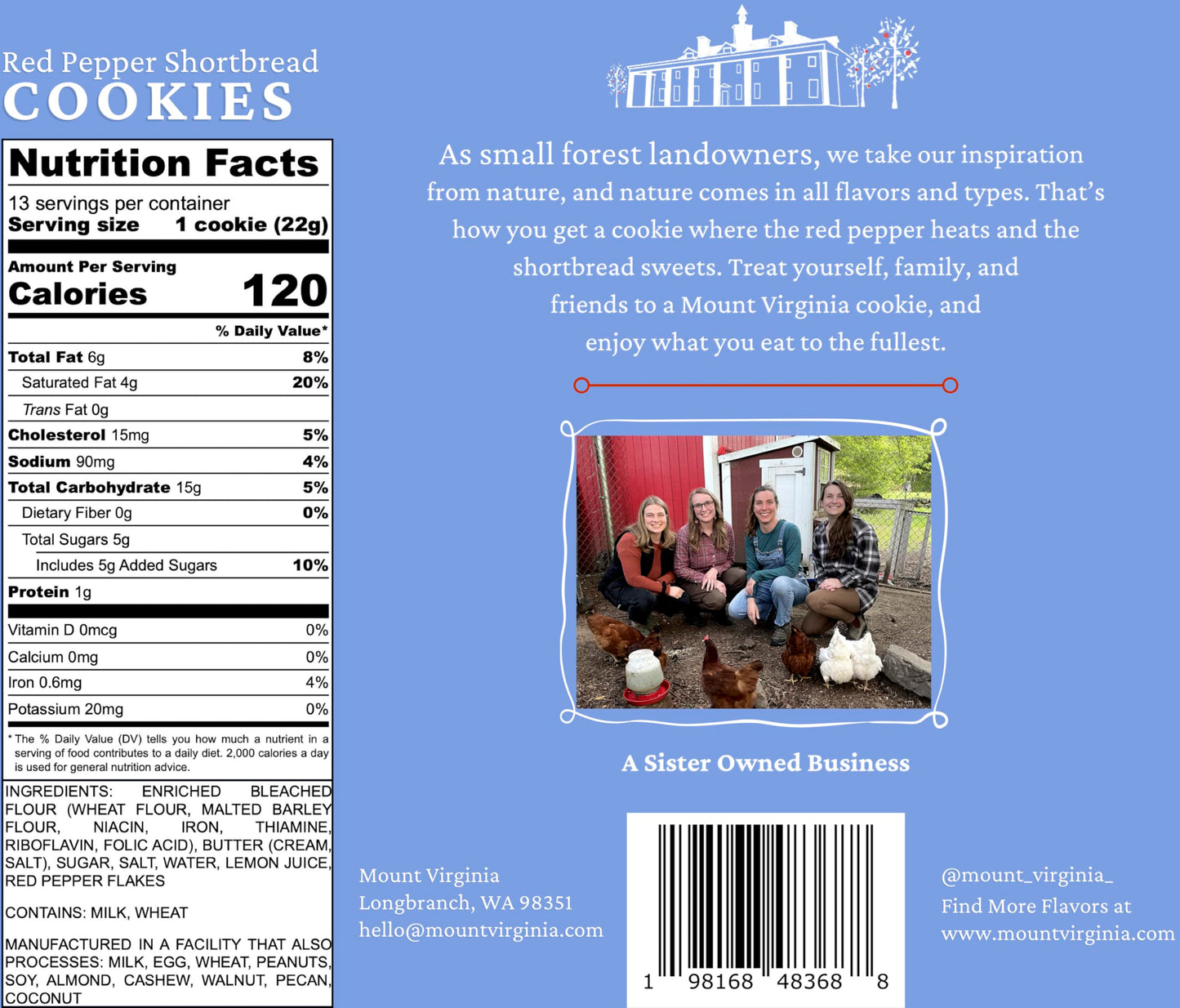 Mount Virginia® Red Pepper Shortbread Cookies | A Baker's Dozen Baked Cookies | One 10oz (283g) Resealable Bag, Approx. 12 Servings | No Corn Syrup
