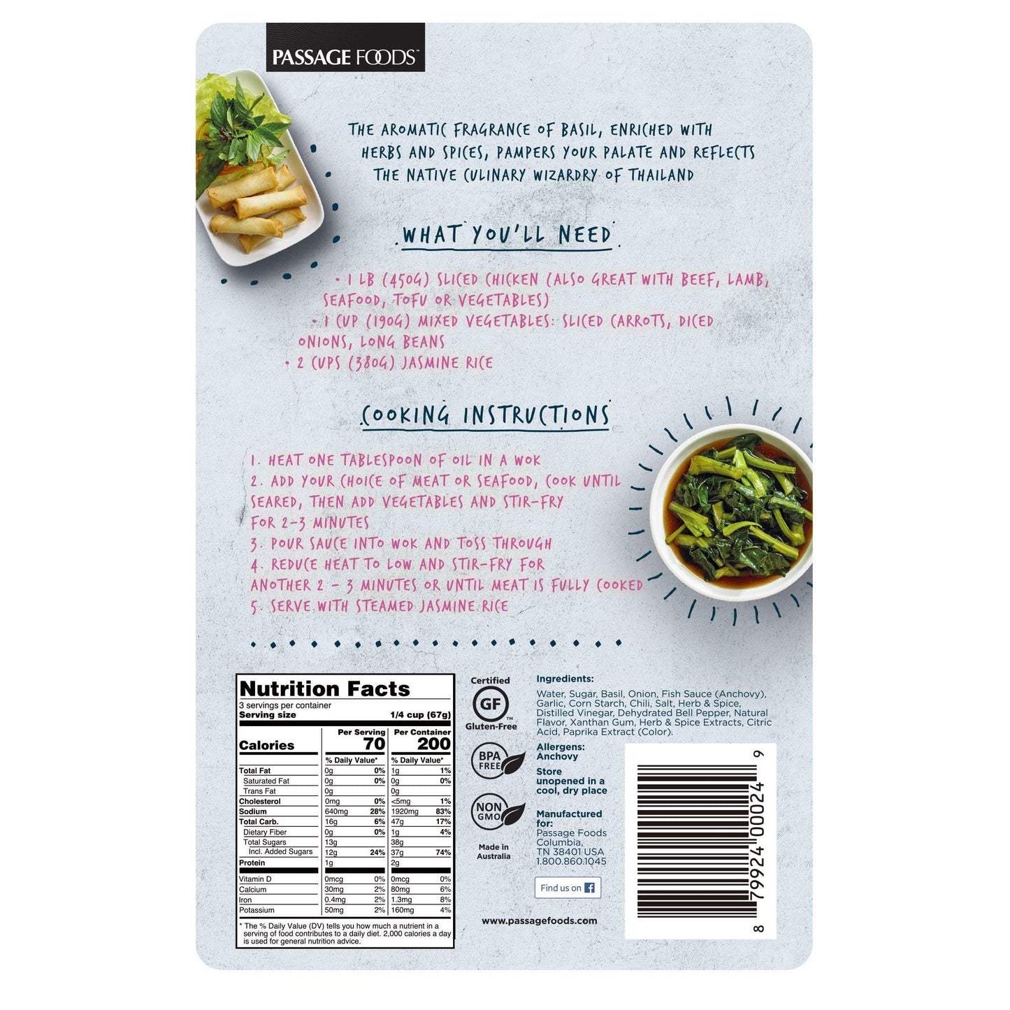 Passage Foods Stir-Fry Sauce Thai Basil & Sweet Chili - 7 fl oz