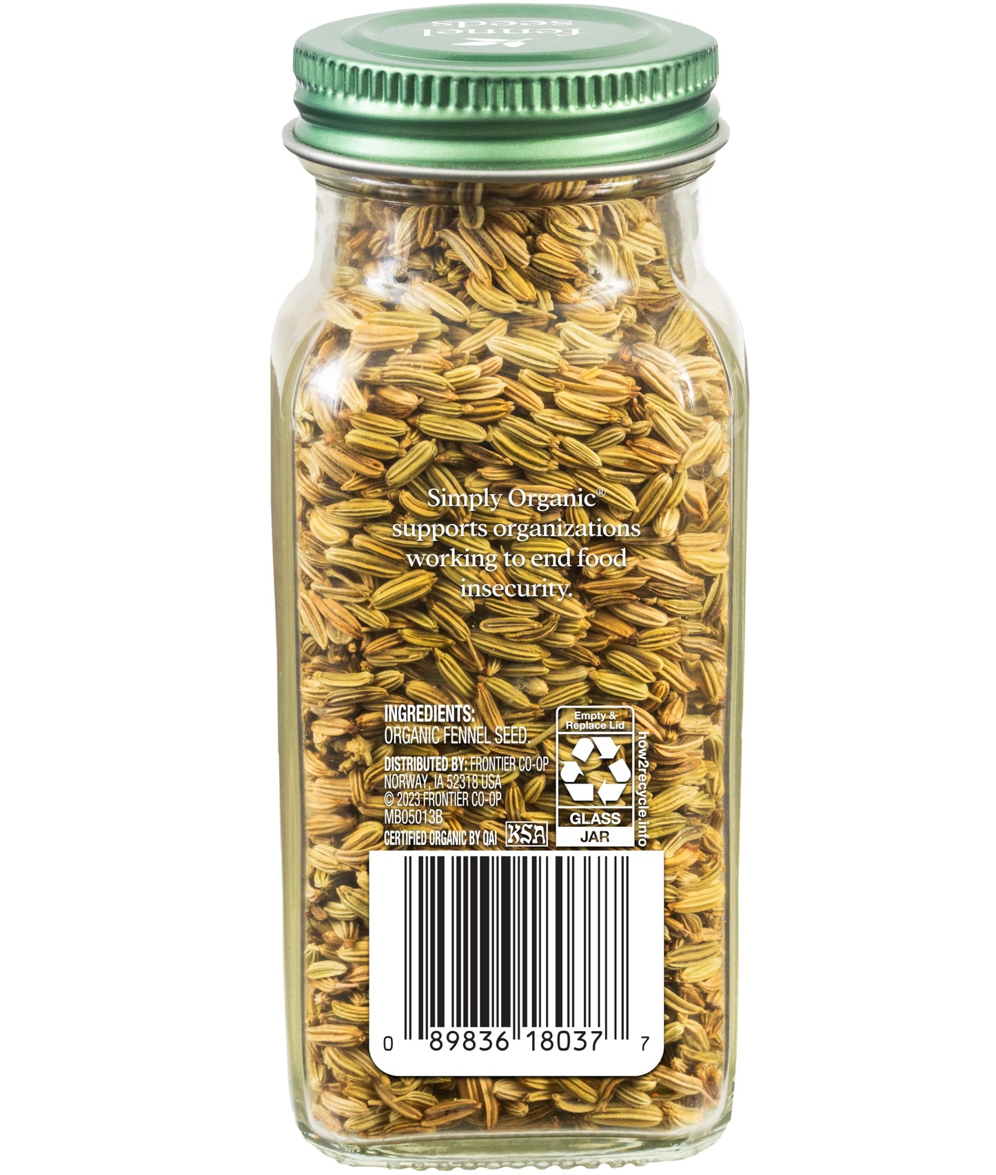 Simply Organic Whole Fennel Seed, 1,90 oz, Mild Sweet Flavor, Aromatic, Reminiscent of Licorice, Kosher