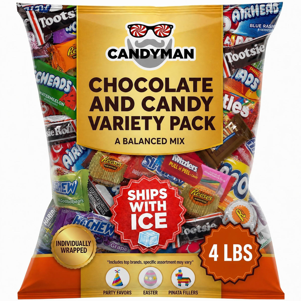 Candyman Chocolate Candy Variety Pack, 4 lb, Individually Wrapped Treats