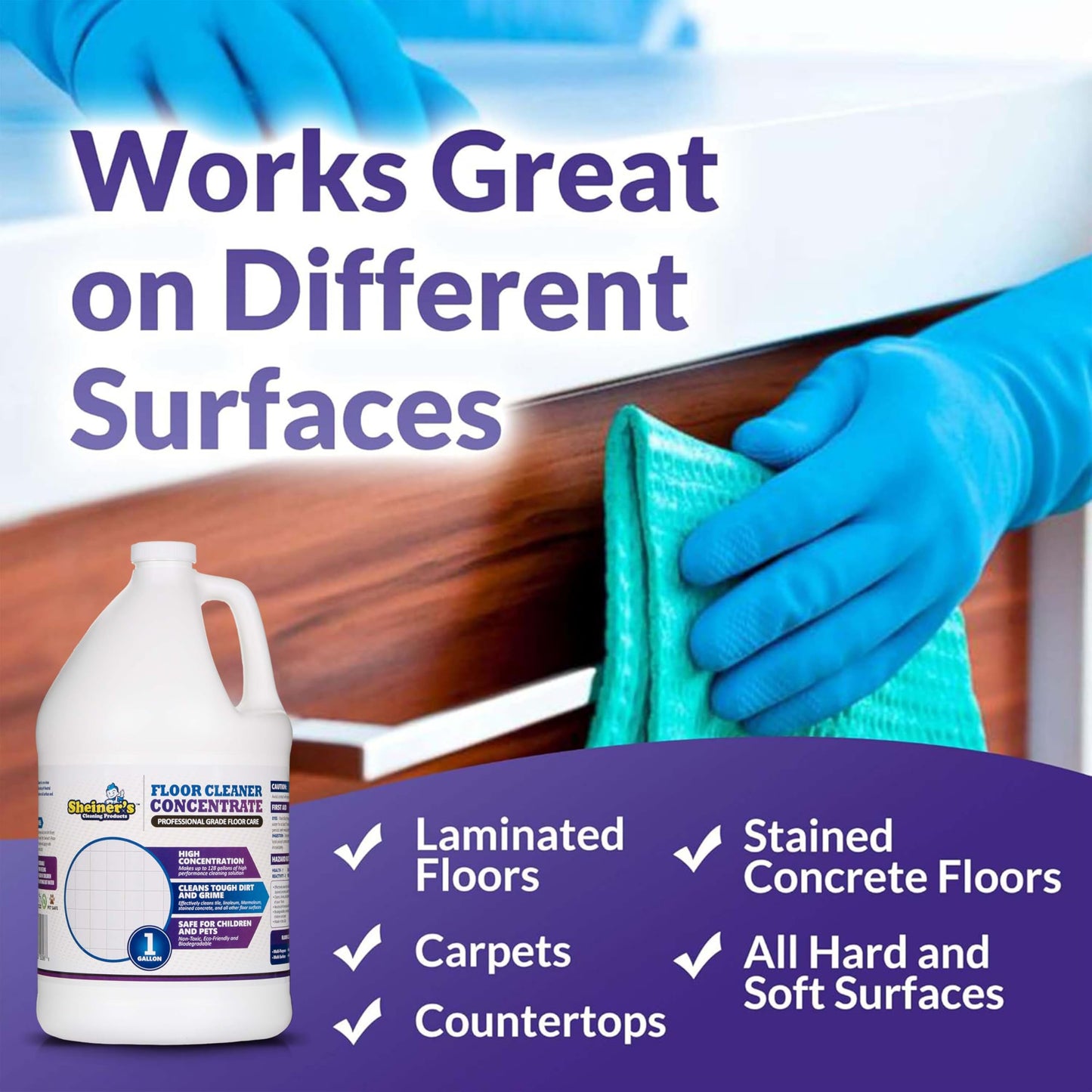 Sheiner's Multipurpose Cleaner Concentrate, No-Rinse Floor Cleaner for Mopping & Floor Degreaser for Home, Safe for Kids & Pets, Non-Toxic Lavender