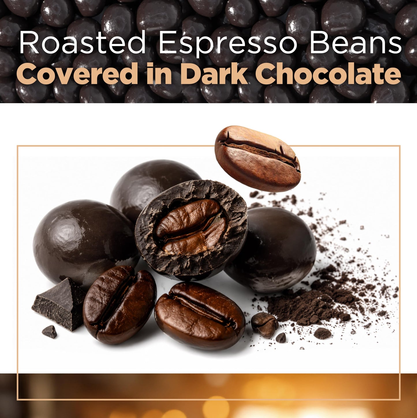 Dark Chocolate Covered Espresso Beans | 15 Ounce Bag | Coffee Candy Snack | Crunchy Roasted Coffee Beans in Rich Dark Chocolate for Snacking & Gifting