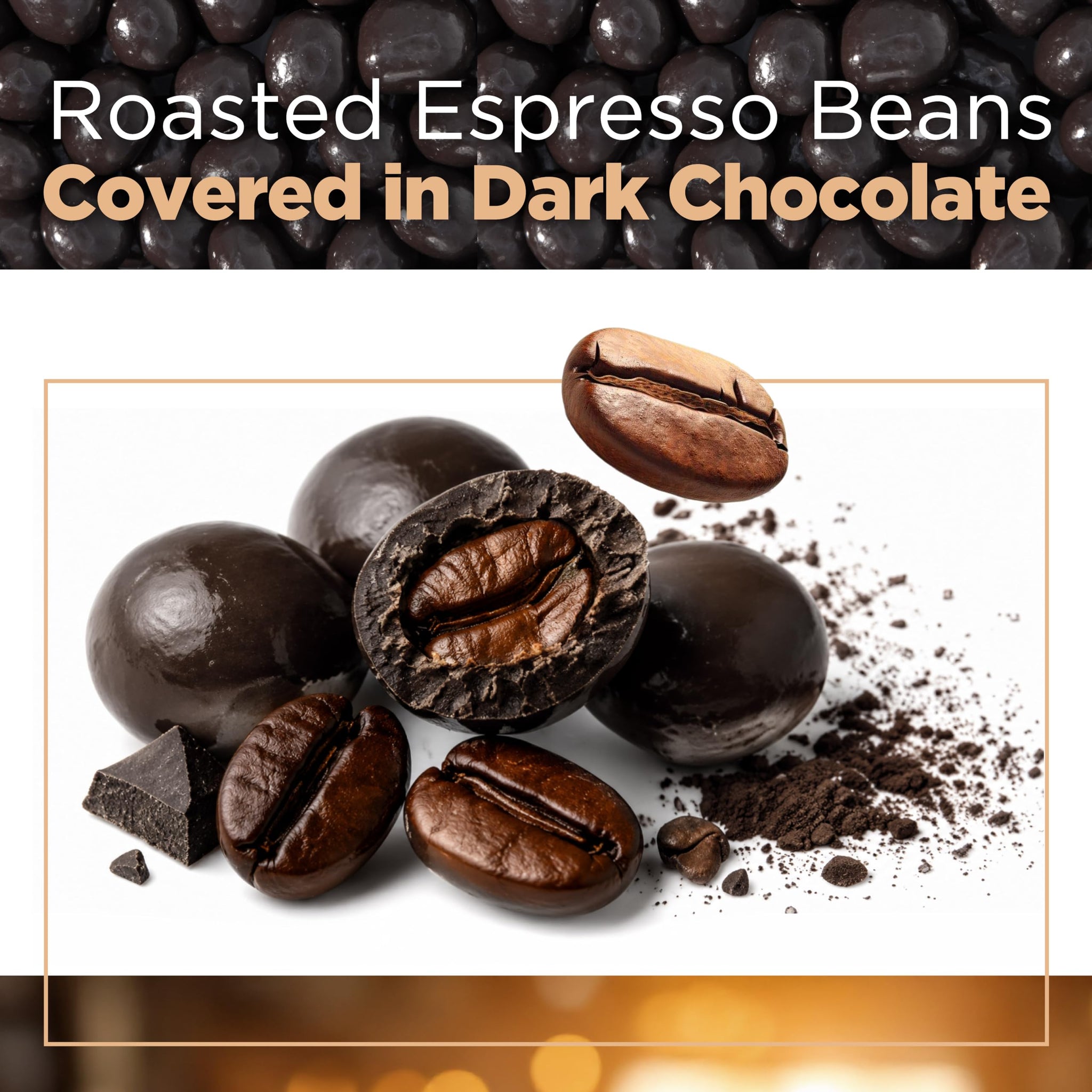 Dark Chocolate Covered Espresso Beans | 15 Ounce Bag | Coffee Candy Snack | Crunchy Roasted Coffee Beans in Rich Dark Chocolate for Snacking & Gifting