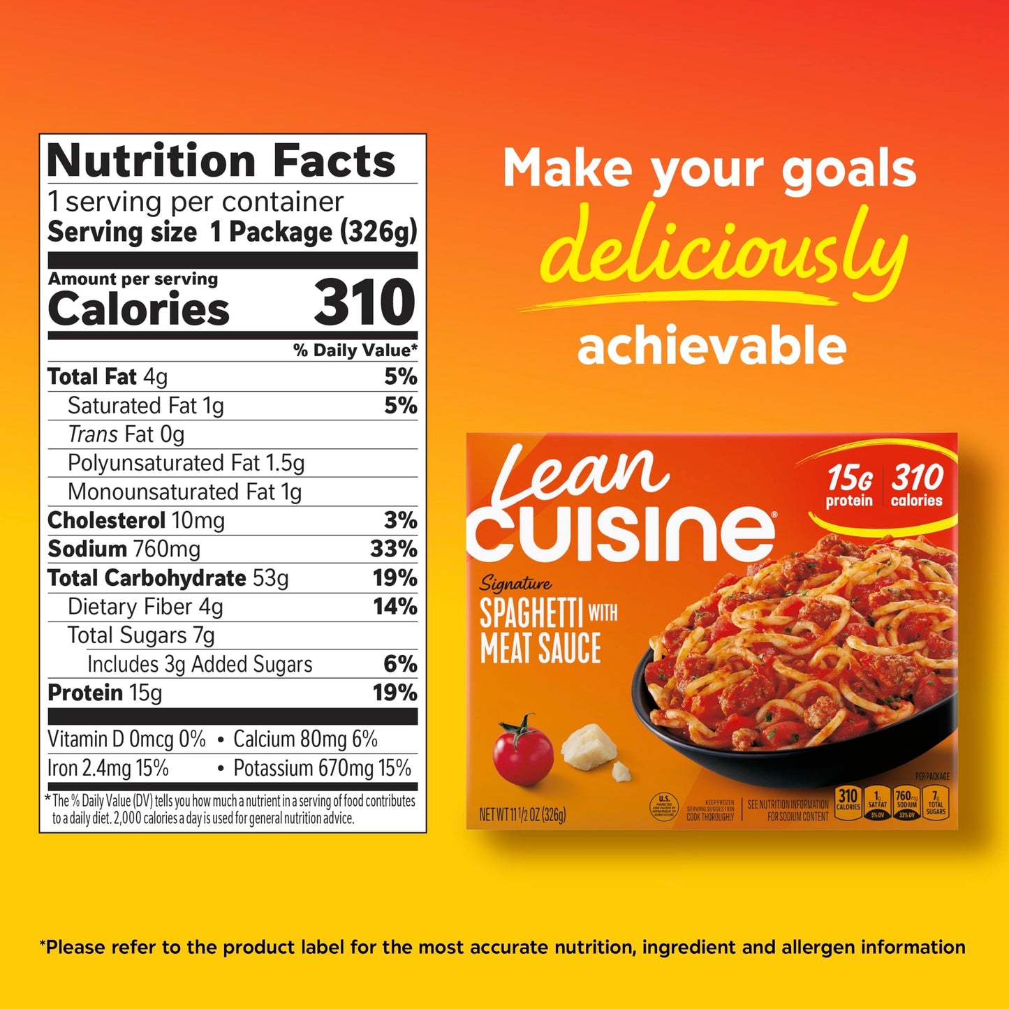 Lean Cuisine Signature Spaghetti With Meat Sauce, Frozen Meals, Frozen Pasta Lunch Or Dinner 11.5 oz