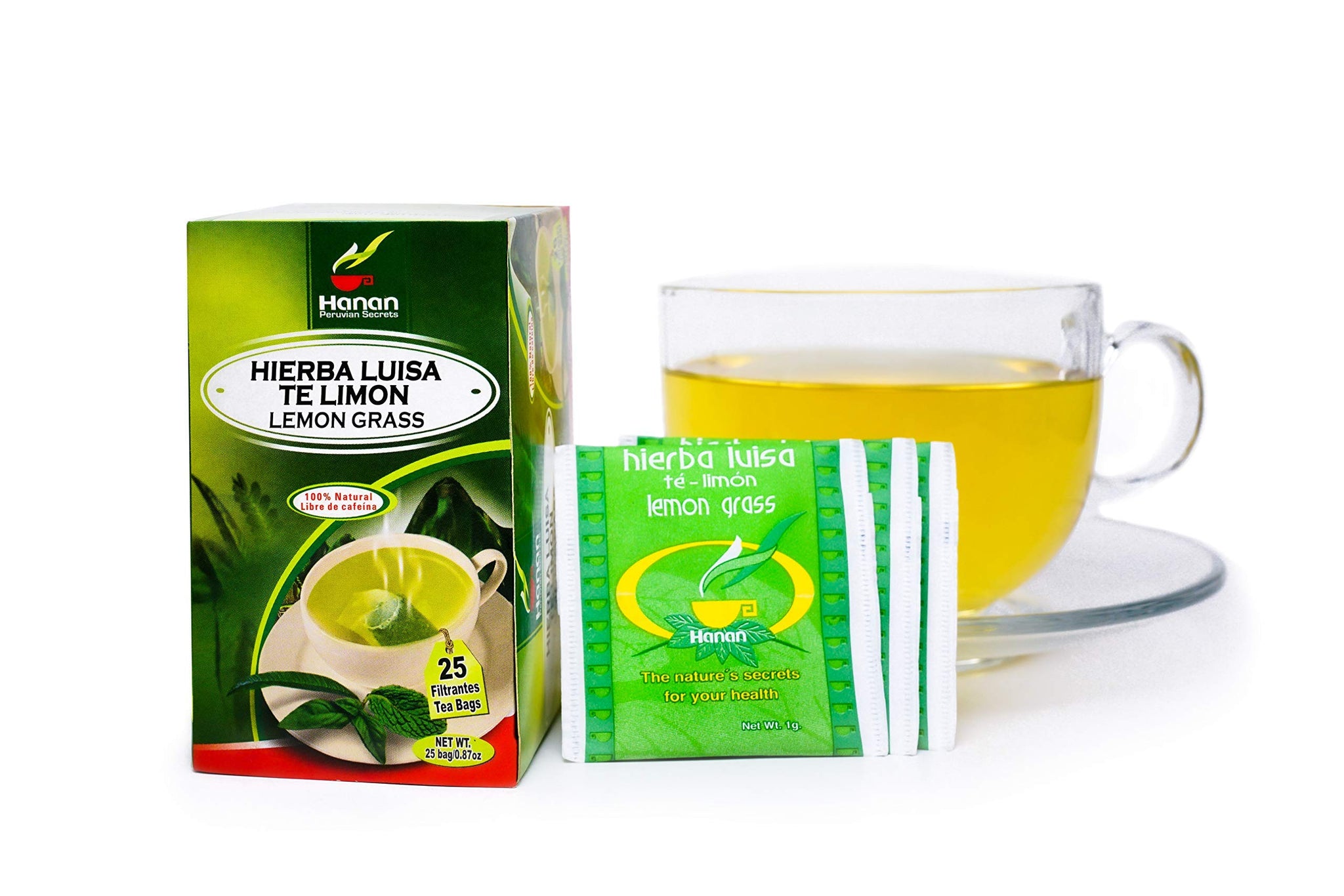 Hanan Peruvian Secrets Hierba Luisa Te Limon | 100% Natural Lemon Grass | 25 Tea Bags | Naturally Aids in Relieving Occasional Stress, Tension |