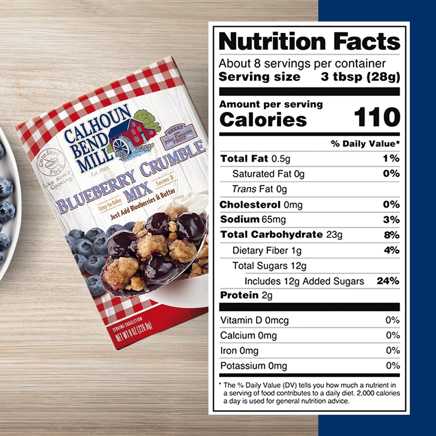 Calhoun Bend Mill Blueberry Crumble Mix | Delicious Easy to Make Crumble Dessert | Perfect for Blueberries or Your Favorite Fruits | Classic Dessert | Ideal for Baking Enthusiasts - 8 Oz (Pack of 1)