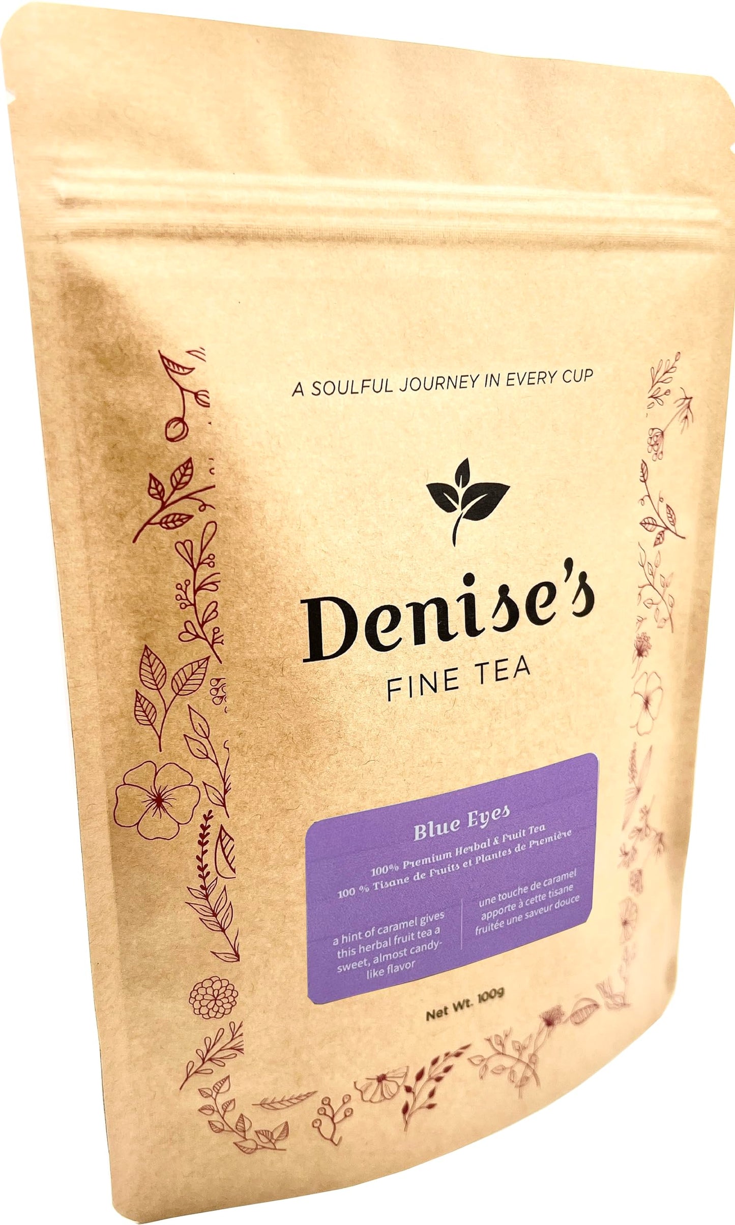 Denise's Fine Tea, Premium, Blue Eyes, Herb and Fruit Tea, Caffeine-Free, Loose Leaf (100g)