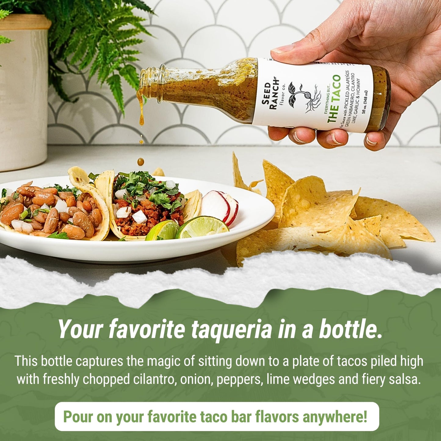 Seed Ranch Gourmet Everything But the Taco Hot Sauce, Medium Heat Taco Sauce - Vegan, Non-GMO Taco Seasoning, No Preservatives or Artificial Sugar