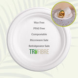 TruFibre 7" Paper Plates, Compostable Bagasse Food Container, Disposable, Microwave Safe for Lunch, Dinner, Party, Supplies, Events, Bulk, 125 Pack