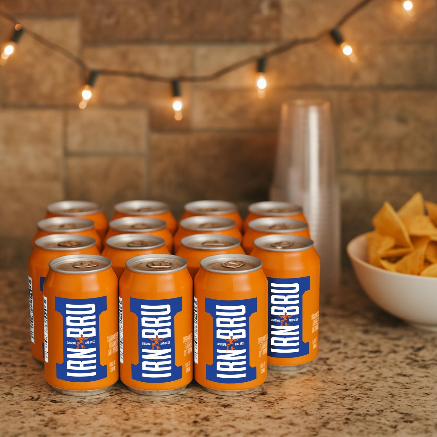 IRN-BRU Original Scottish Sparkling Soda, Citrus Flavored Carbonated Drink - Sparkling Flavored Soft Drink, 32 Flavor Recipe, 11.1 fl oz Cans, Pack