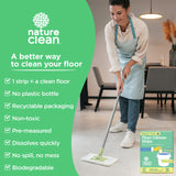 Nature Clean All Natural Wood Floor Cleaner for Mopping 36 Strips, Non-Toxic & Plastic-Free Packaging, Use On Hardwood Laminate Ceramic Tile Linoleum