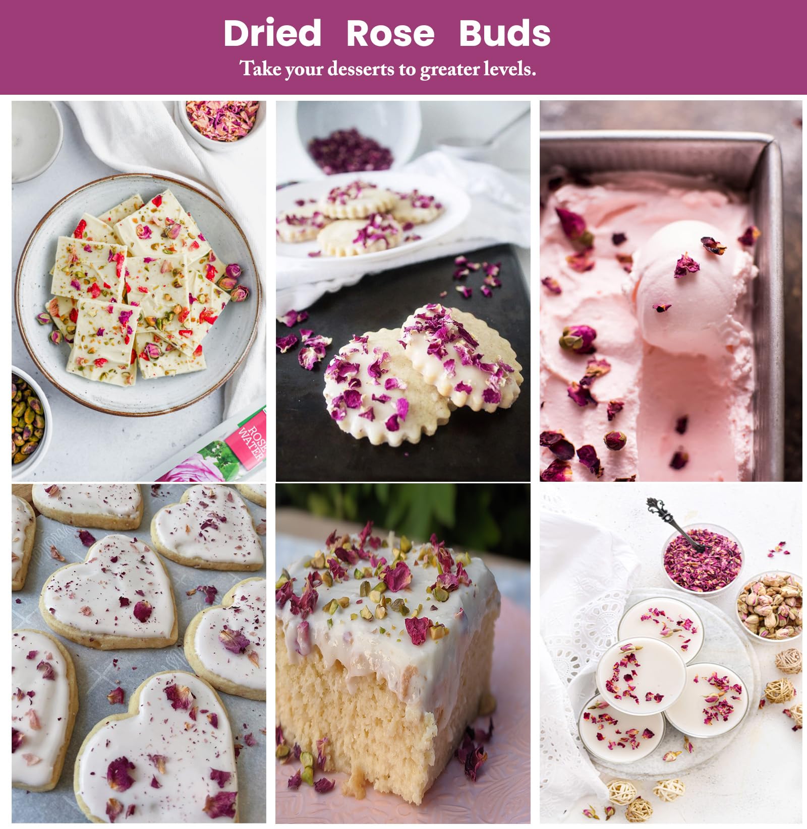 8 oz/226 g-Dried Rose Petals & Dried Rose Buds - Natural & Edible Grade | For use in herbal teas,rose water,decorations,soaps,candles