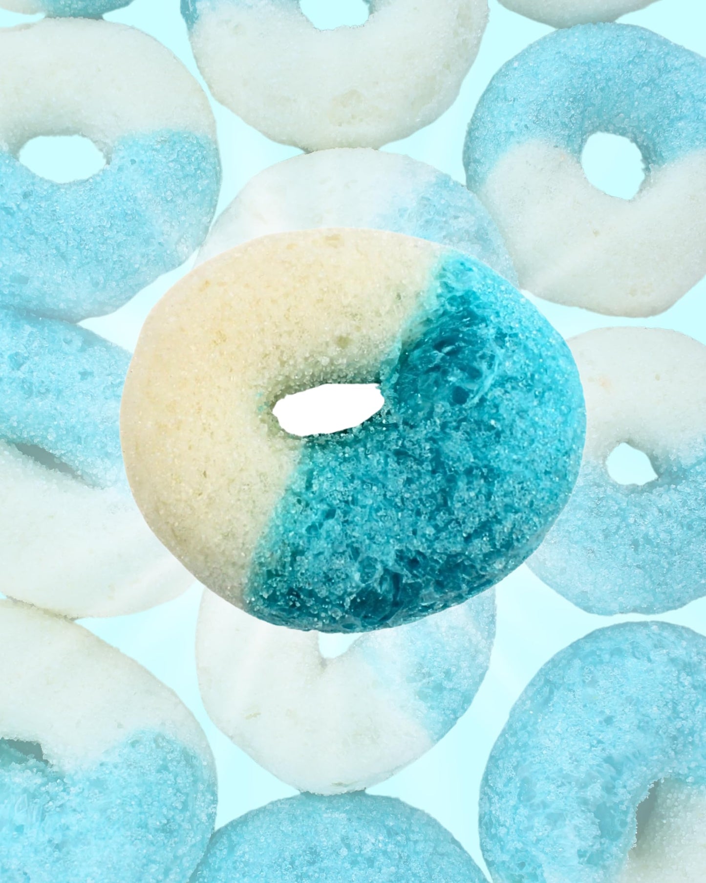 Freeze Dried Candy Gummy Rings - Blue Raspberry Candy Rings - by Queen City Candy Cave (3 Oz)