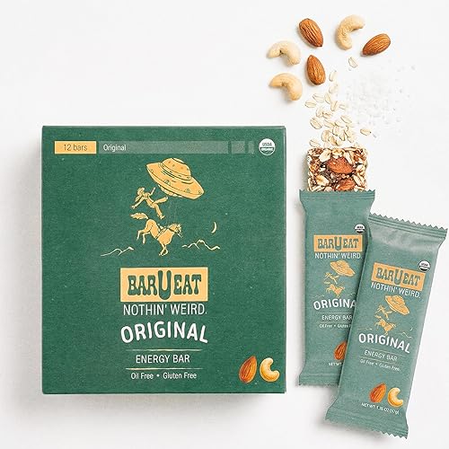 BAR-U-EAT Gluten-Free, Organic, Soft & Chewy Granola Bar. Whole Food Ingredients | Compostable Packaging | No Articial Sugar (Original 12 Pack)