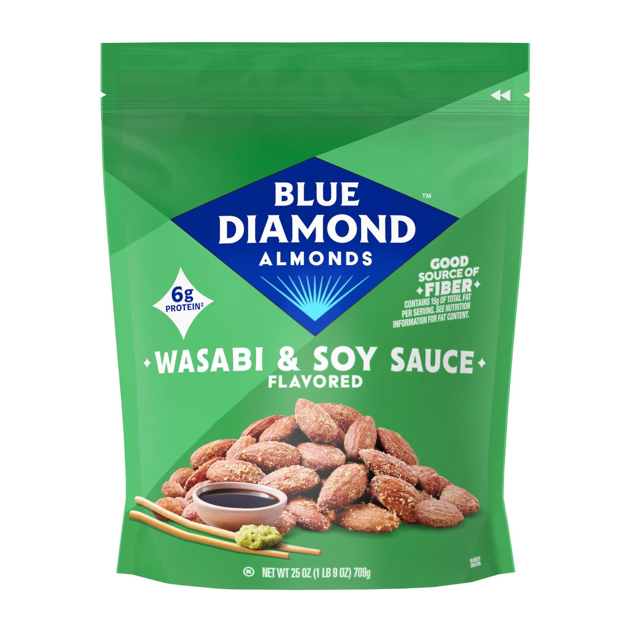 Blue Diamond Almonds, Bold Wasabi & Soy Sauce Flavored Snack Nuts, Bulk Bag, Pantry Staple, GMO-Free, Great for Parties, Lunch, Events, Holiday