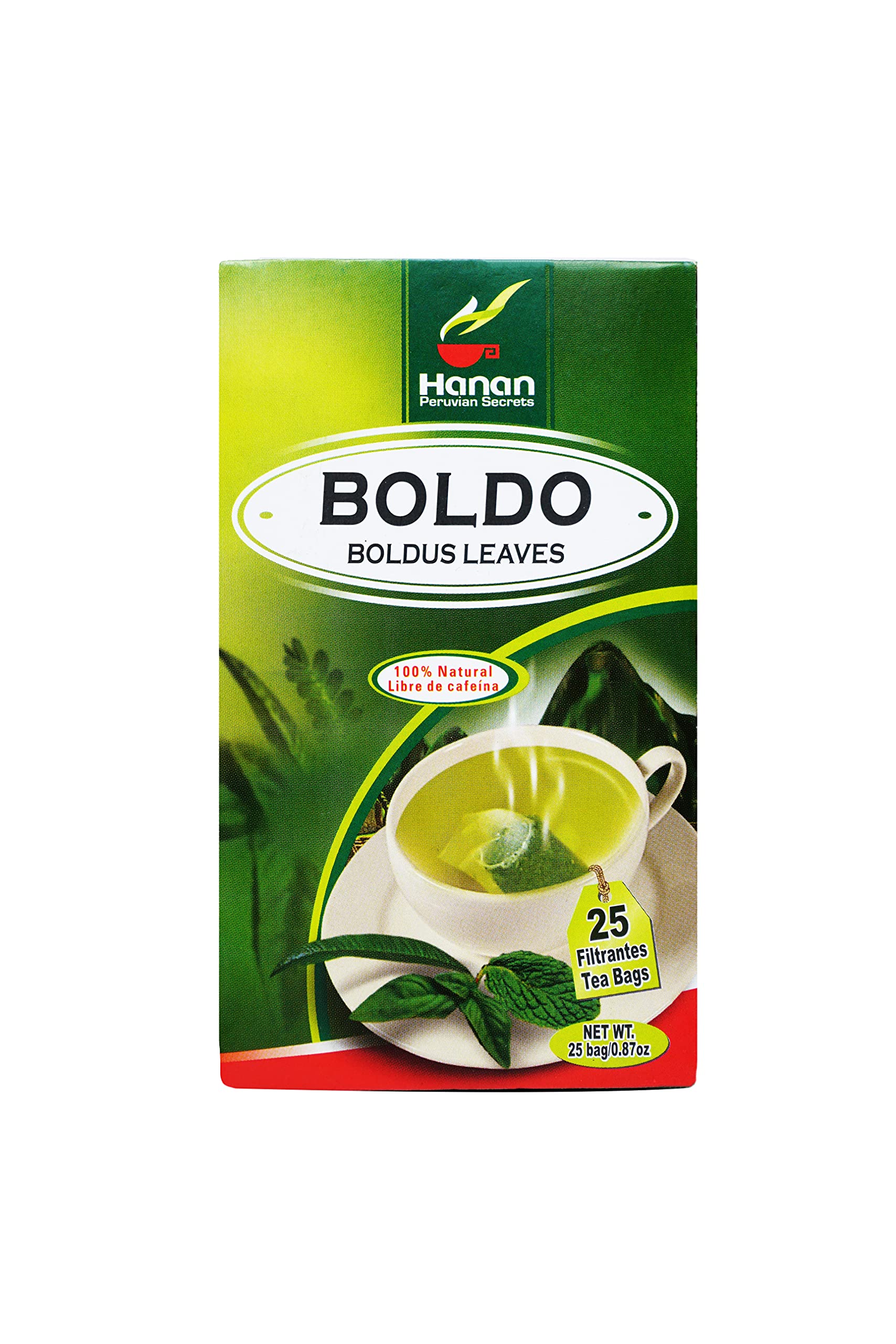 Hanan Peruvian Secrets Boldo Herbal Tea | 100% Natural Boldus | 25 Tea Bags | Naturally Acts as a Diuretic and Mild Laxative |Promotes Good Digestion