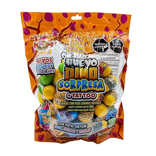 HUEVO DINO SORPRESA + TATTOO | Candy mix with a toy (50 pieces)