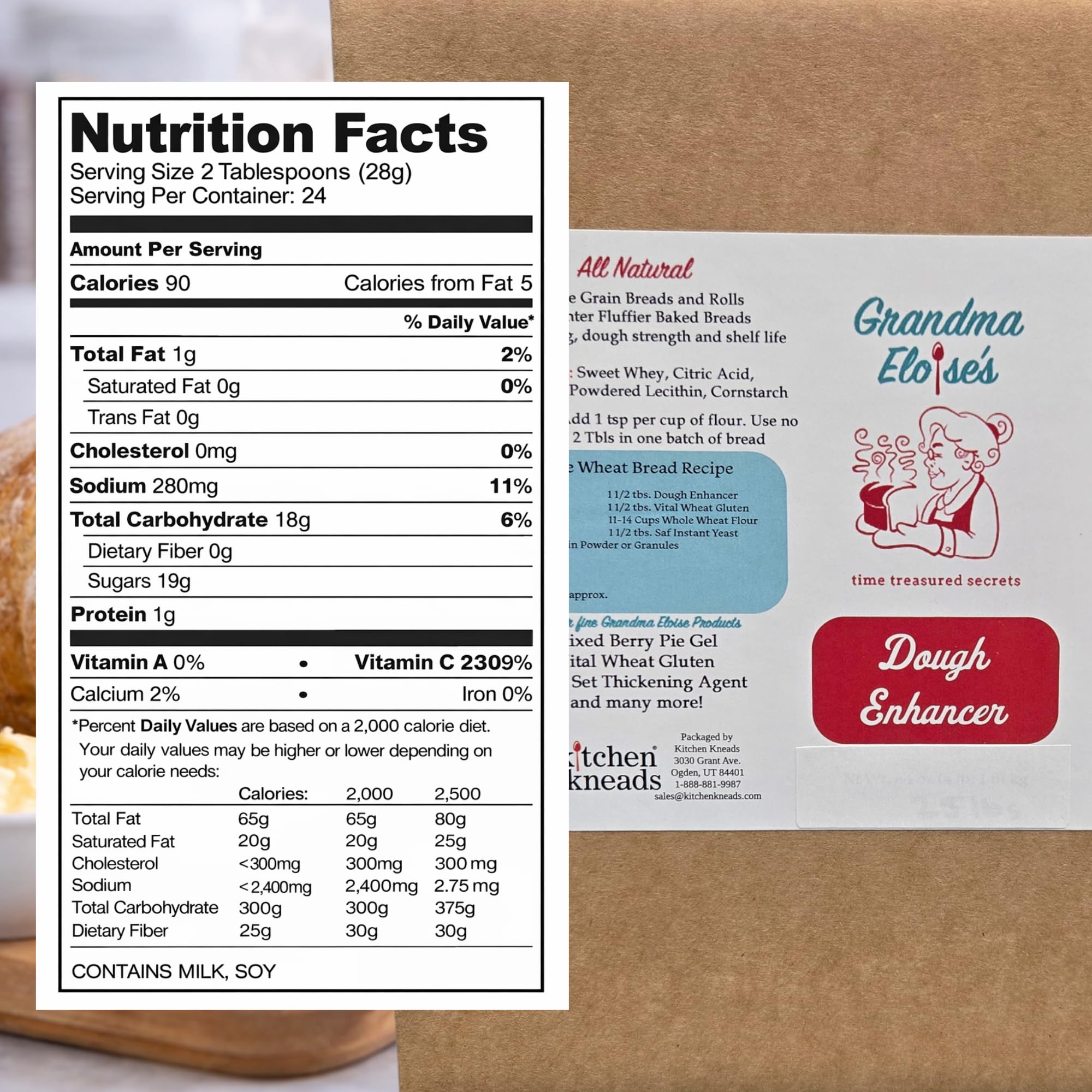 Grandma Eloise’s Dough Conditioner for Bread Baking - 25 LB - Improves Rise, Texture & Shelf Life - Makes Soft, Fluffy Whole Wheat & White Bread
